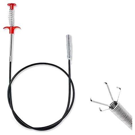 Déboucheur de canalisation Flexible et Puissant, 90 cm d'évier Serpent Grabber Spring Drain Hair Remover Outil pour évier Cuisine, Salle Bain, Toilettes (Noir) Noir, 90cm - (1/5)