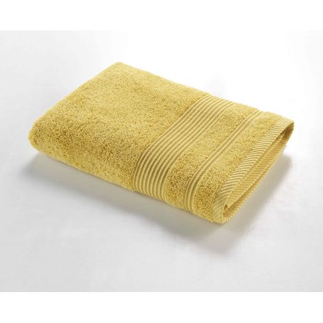 Drap de douche en coton éponge - Jaune - 70 x 130 cm - Livraison gratuite (1/5)