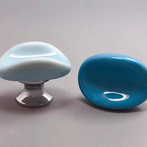 Boutons en céramique artisanaux en forme de rose, accessoires de couture pour bricolage DIY, pour robes chemises coiffeuses armoires tiroirs, lot de 2 pièces, bleu foncé et bleu clair (1/5)