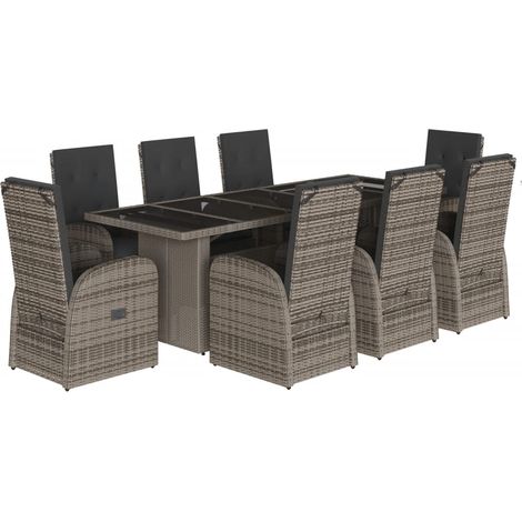 Maison Exclusive - Set comedor jardín 9 pzas y cojines ratán sint (1/5)