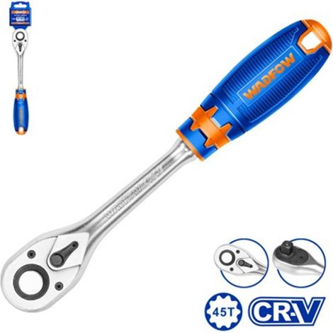 Llave de carraca de liberación rápida WADFOW 1/2" 45T, 260 mm, Cr-V y CrMo, mango suave bicolor (1/3)