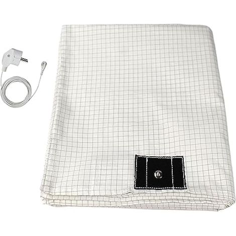 Tapis de Mise à la Terre Conducteur pour un Meilleur Sommeil - Drap et Plaque de Terre avec Câble UE (68 x 132 cm)