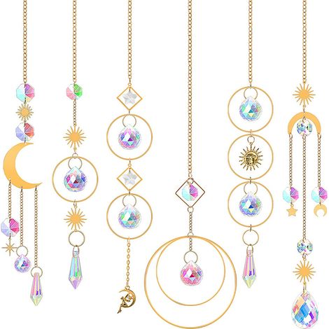 Sun Catcher - Crystal Ball Pendant for Window Decoration - Rainbow Light Reflector for Home Garden Indoor Outdoor Use - 6 Pieces (1/5)