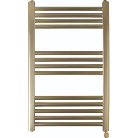 JTP Vos Electric Towel Rail with Thermostatic Heating Element 800mm H x 500mm W - Brushed Brass (1/3)