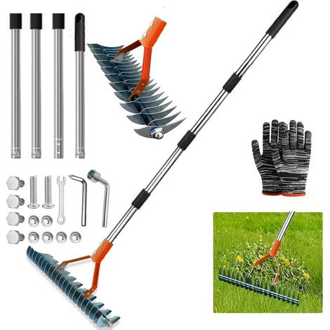 Manual Lawn Scarifier with Handle 65 mm, Rake Aerator for Cleaning Dead Lawns and Garden Repair (1/5)