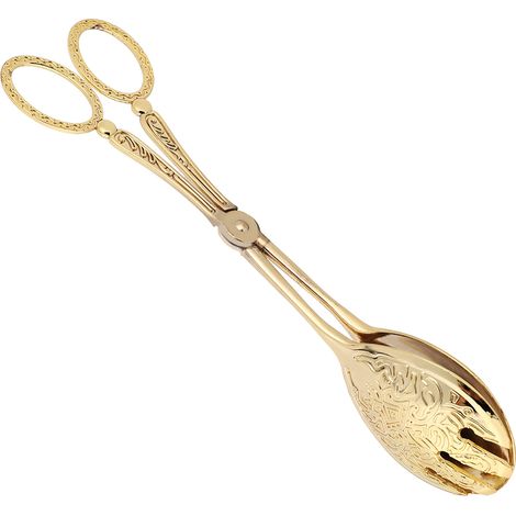 Pinces à pain, pinces à légumes, pinces à gâteaux, pinces à buffet, pinces à barbecue (tête ronde dorée) (1/4)