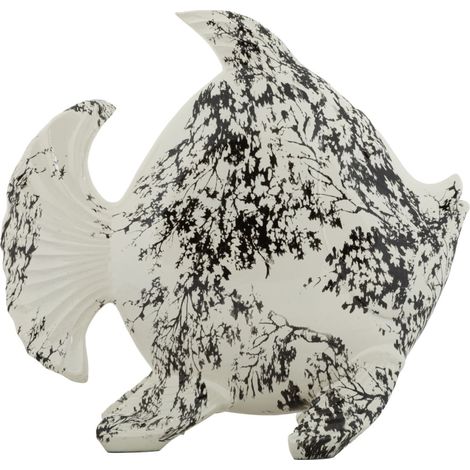 Statuette Poisson Déco "Mei" 37cm Blanc & Noir (1/5)
