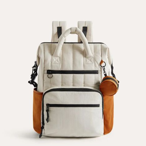 Sac à dos langer rayé et imperméable, grand de maternité multifonctionnel pour les voyages (1/5)