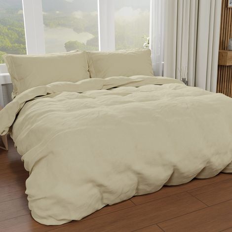Set Housse de Couette 250x200 cm 2 Taies d'oreiller 50x80 cm Incluses, Parure de Lit Microfibre 2 Personnes Douce Taupe (1/3)