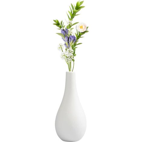 Petits vases floraux décoratifs en céramique blanche à col étroit pour centre de table pour décoration d'intérieur, décorations de fête de mariage (1/5)