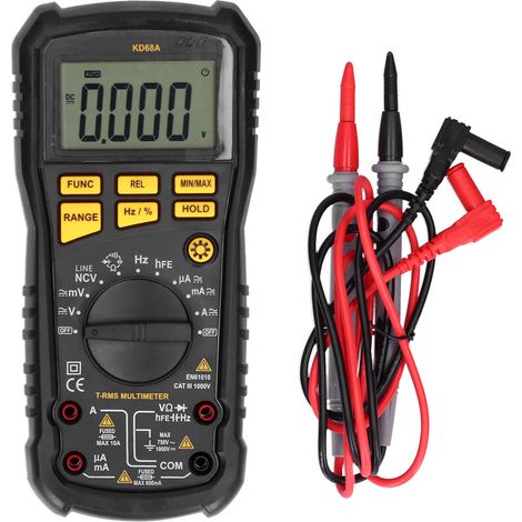 KD68A Multifunktions-Digitalmultimeter mit elektronischer Stromzange, hintergrundbeleuchtetem LCD-Display, automatischer Abschaltfunktion, Temperaturmessung und Voltmeter (1/5)