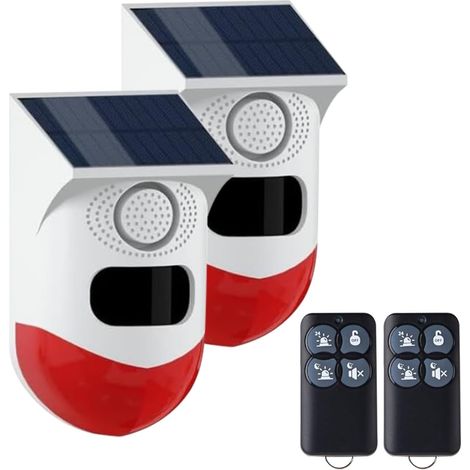 Alarme Solaire WiFi Détecteur de Mouvement Infrarouge, Sirène 120dB IP67 Étanche, Télécommande RF, Alerte Push Smart Life, 4 Modes de Fonctionnement, Extérieur Jardin Maison, Lot de 2 (1/5)