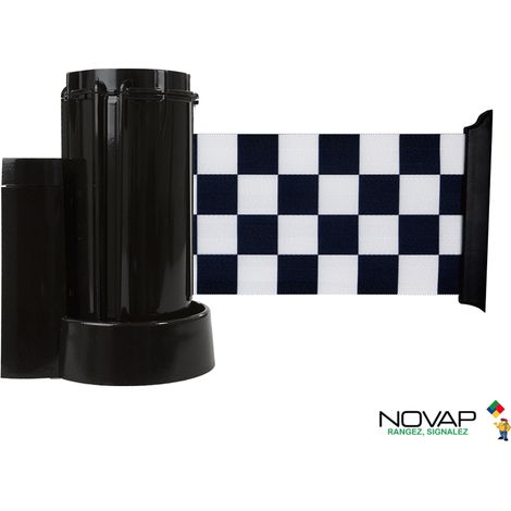 Enrouleur mural Noir avec sangle damier Noir/Blanc 3m x 100mm - 2053648 (1/3)