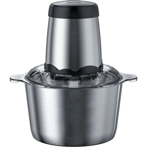Hachoir Électrique Avec Bol Acier Inox 2L,Hachoir à Viande 300W Avec 4 Lames Amovibles pour Hacher Viande,Sec Rapide et Sans Efforts (1/5)