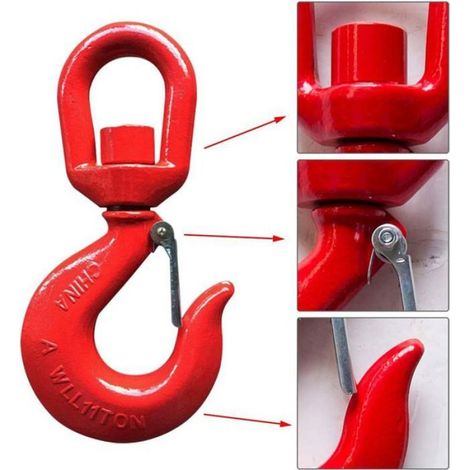 Crochet À Œillet Pivotant - Alliage D'acier Forgé - Charge Maximale 1 T - Chantier Naval Usinage Soudure - Rouge (1/5)