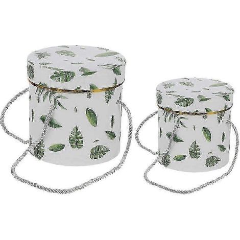 Lot de 2 boîtes à chapeaux de fleuriste portables, boîtes d'emballage cadeau rondes pour fleurs (1/5)