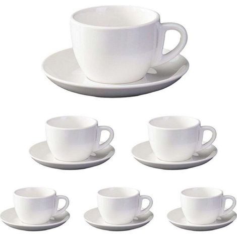Service à café en céramique 6 pièces, tasse et soucoupe, tasse à thé abricot avec anse, tasse à café d'hôtel 180 ml (1/5)