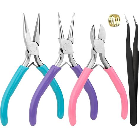 Lot de 5 Pinces à Bijoux - Acier Inoxydable - Outils DIY pour Sertissage et Réparation (1/5)