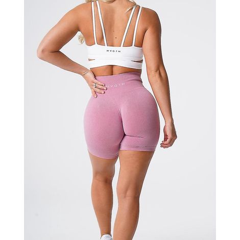 Nahtlose Profi-Shorts aus Spandex für Damen, Fitness, elastisch, atmungsaktiv, mit Hüftlift-Funktion, Freizeit, Sport, Laufen – XS – Pastellrosa (1/5)