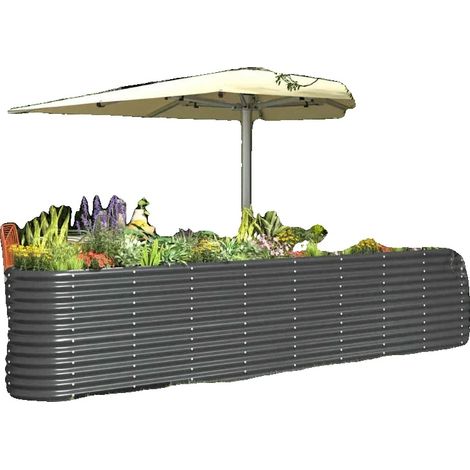 Bac de jardin, acier galvanisé, 120 cm x 60 cm x 30 cm, adapté pour planter des fleurs et des légumes, résistant aux intempéries, non toxique (1/5)