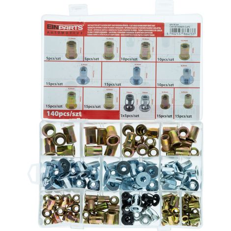 Tuercas remachables de acero y aluminio - Juego de 140 (1/3)
