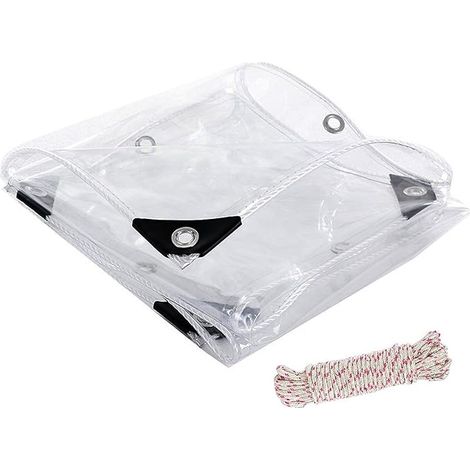 3x6m Bâche Transparente avec œillets, 450 g/m² PVC Bâche Transparente, imperméable Anti-Déchirure Renforcée, pour Serre Mobilier de Jardin Balcon Camping Toit Plantes (1/5)