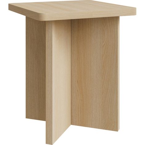 Selsey Qubeo – Couchtisch 42 cm, quadratisch mit Kreuzgestell, Holzoptik Eiche