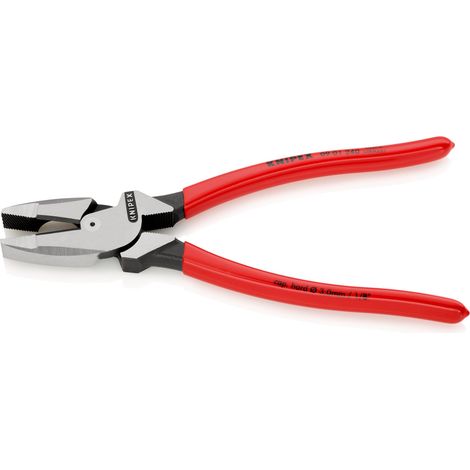 KNIPEX 09 01 240 Pinza universale tipo forte "Lineman's Pliers" modello americano Rivestita in plastica antiscivolo atramentata nera 240 mm (1/2)