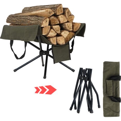 1er-Pack Kaminholzregal mit Holzhalter aus Canvas, Tragetasche für den Innenbereich