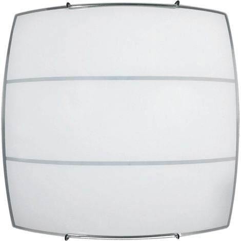 Deckenleuchte 1xE27 Haken Chrom Glasplatte Siebdruck Bi 2 Linien E-Energy Licht