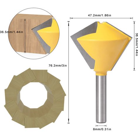 Fraise à router polygonale à bec d'oiseau tige 8 mm pour bois 8 faces (1/5)