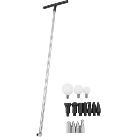 Tige de débosselage R3 12mm Acier Inoxydable Kit 14 Embouts Réparation Bosses Voiture sans Peinture Outil Pro (1/5)