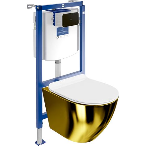 VILLEROY&BOCH WC Set mit Vorwandelement, Wand-WC und Spülknopf (1/5)
