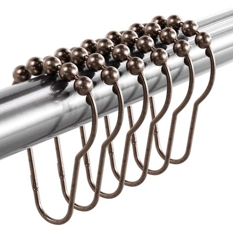 Rideau De Douche Anneaux - Métal Antirouille - Pour Barre De Douche - Lot De 12 - Bronze (1/5)