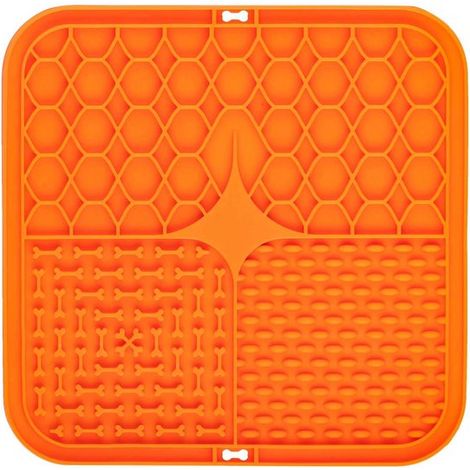Alfombrilla para lamer para perros con raspador de silicona, alfombrilla para lamer para gatos sin BPA con ventosa para baño, naranja, 2020 cm (1/5)
