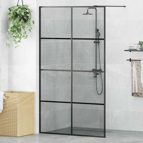 Walk-in Duschwand Schwarz 115 x 195 cm Gehärtetes Glas