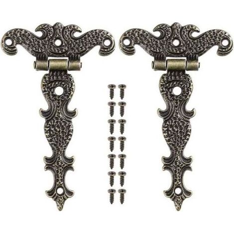 2 x Charnières en Bronze Rétro Charnière Meubles en Alliage de Zinc avec Vis pour Boîtes à Bijoux Portes Placards (1/5)