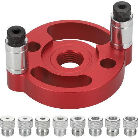 3/4/5/6/7/8/9/10mm Kit de Recherche de Centre de Travail pour le Bois, Centre de Perçage en Aluminium avec Douilles de Perçage , Guides de Perçage Vertical pour Bois