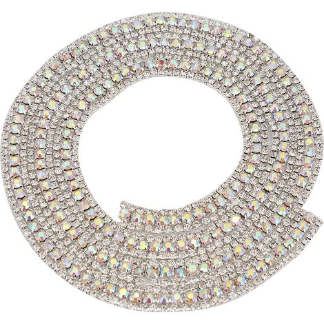 Dekoratives Diamantnetzband, 3 Reihen, Strasssteinrolle, Silber (1/5)