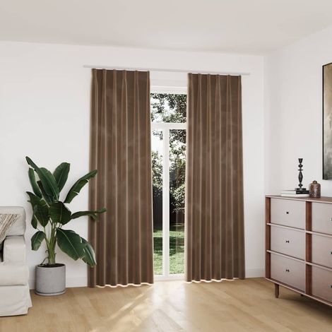 vidaXL Rideaux occultants avec crochets 2 pcs Velours Beige 140x225 cm (1/5)