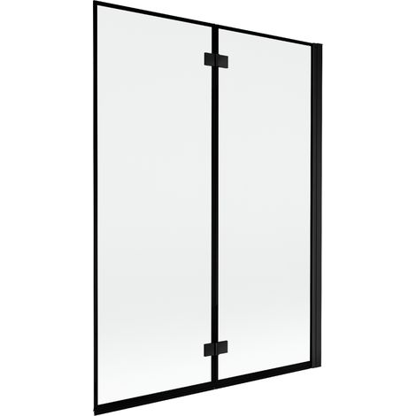 Mexen Mist Badewannenabtrennung 2-flügelig rechts 130 x 150 cm, schwarzer Rahmen, schwarz - 8A9-130-002-70-70-P (1/5)