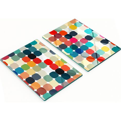 Elegantes y resistentes pizarras de vidrio con estampado de formas geom茅tricas, 2x40x52 cm.