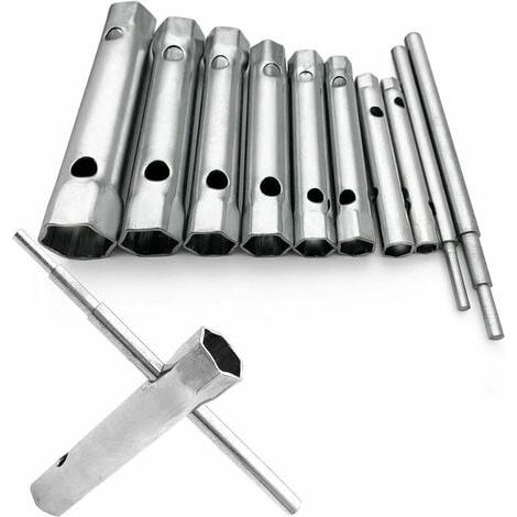 Lot de 10 clés à tuyau 6-22 mm, clés tubulaires pour bougies, démontage/montage de robinetterie et mitigeurs, dévissage de boulons difficiles d'accès. (1/5)