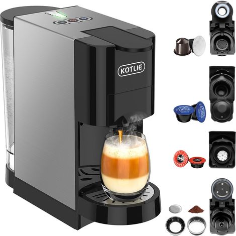 AC-513HF Machine à café multifonctionnelle 5-en-1 pour NES/D G/Café en poudre/ESE Pads (44 mm)/pour a modo mio, convient aux bonnets hauts (Noir) (1/5)