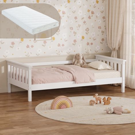 Kinderbett Nuuk 80x160 cm mit Kaltschaummatratze Weiß [en.casa] (1/5)