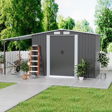 Outdoor Metal Storage Shed with Lean-to