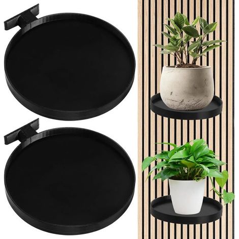 Lot 2Pièces Support Pot De Plante Mural Support Plante Mur Noir,Accessoires Panneaux Acoustiques Sans Perçage,Plateau Plante[CA262] (1/5)