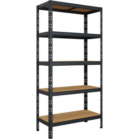 Scaffalatura in Metallo Scaffale Modulare Antracite con 5 Ripiani 180 cm