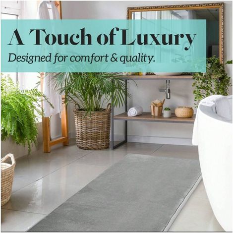 Tapis de bain en mousse à mémoire de forme, antidérapant, absorbant l'eau, super confortable, épaissi, à rebond lent, tapis de salle de bain en velours (40 x 60 cm, gris) Décoration d'entrée (1/4)