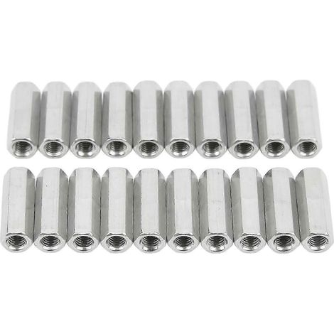 20 écrous hexagonaux de raccordement M5x0,8 L25mm, connecteurs de tige filetée en acier inoxydable antirouille et résistant à la corrosion (1/5)